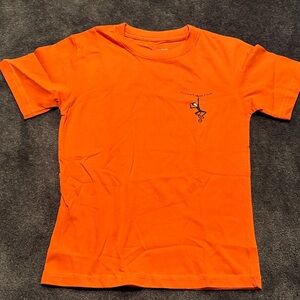 Orange Graphic Tee with Small Chest Logo